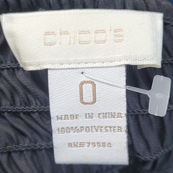 Chico’s Black Satiny Blouse | Women’s Size 0 | Elastic Hem & Sleeves - Picture 2 of 5